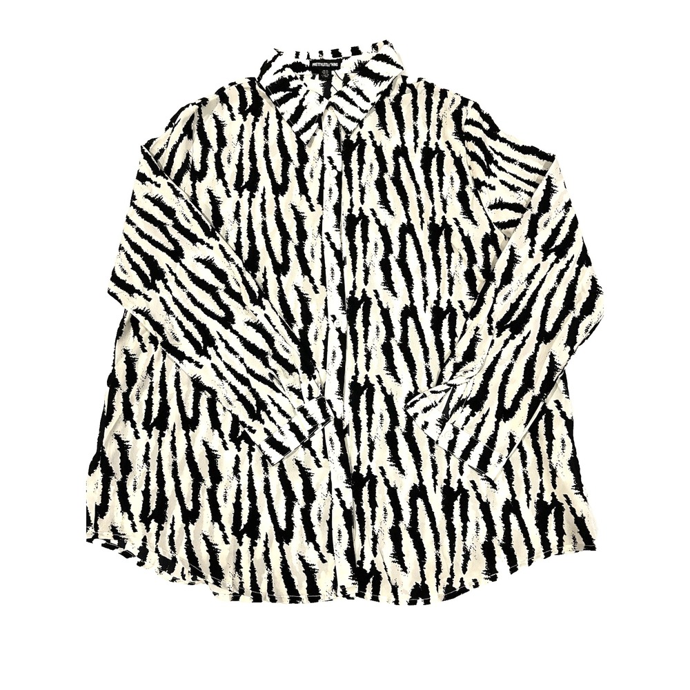 Pretty Little Thing Oversized Black Zebra Print‎ Shirt Size 12